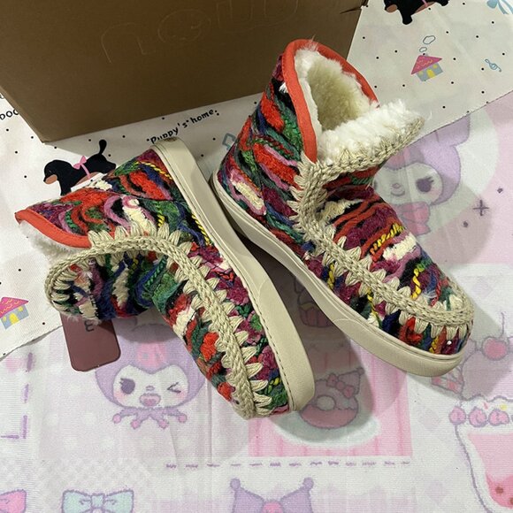 Mou Colorful Wool Yarn Snow Boots - Picture 3 of 9